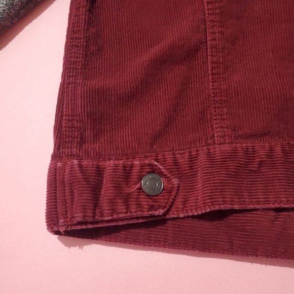 Vintage Y2k 2000s 00s Mudd Burgandy Corduroy Vest Jacket Hoodie - Picture 7 of 9